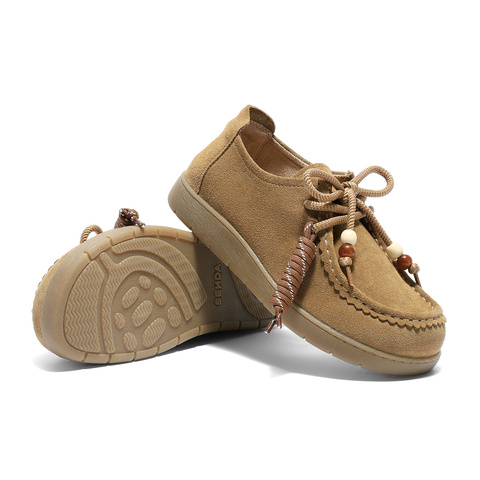 森达袋鼠鞋女款2025秋季新款舒适平底可可简约休闲鞋4URC9CM5