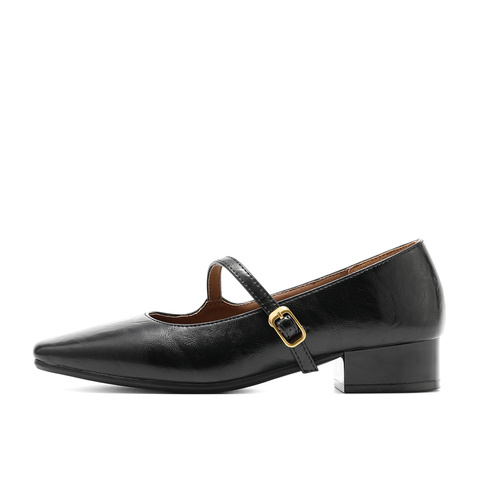 森达玛丽珍鞋女2025秋新时尚通勤粗跟浅口单鞋ZTH58CQ5