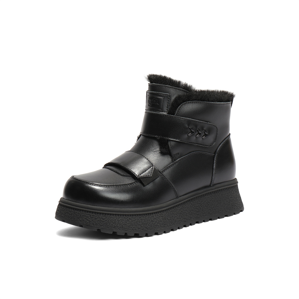 森达雪地靴女2025冬季新款商场同款户外保暖厚底短靴XSP01DD5