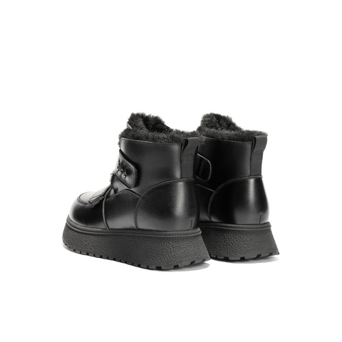 森达雪地靴女2025冬季新款商场同款户外保暖厚底短靴XSP01DD5