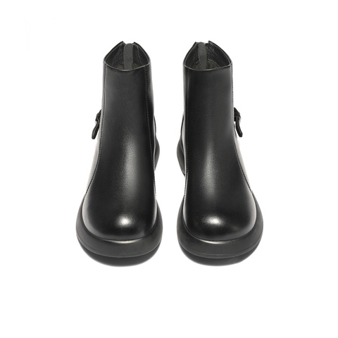 森达时装靴女2025冬新商场同款软面气质休闲短皮靴XVH01DD5