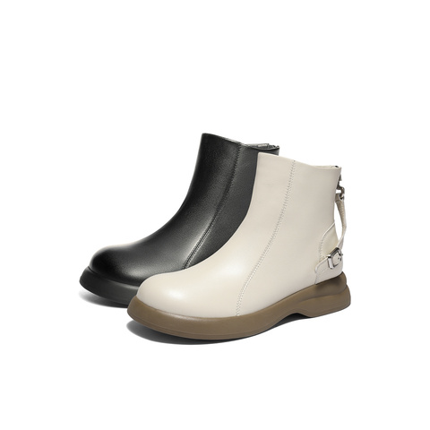 森达时装靴女2025冬新商场同款软面气质休闲短皮靴XVH01DD5