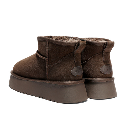 森达雪地靴女2025冬季新款户外保暖毛绒休闲短靴WP058DD5