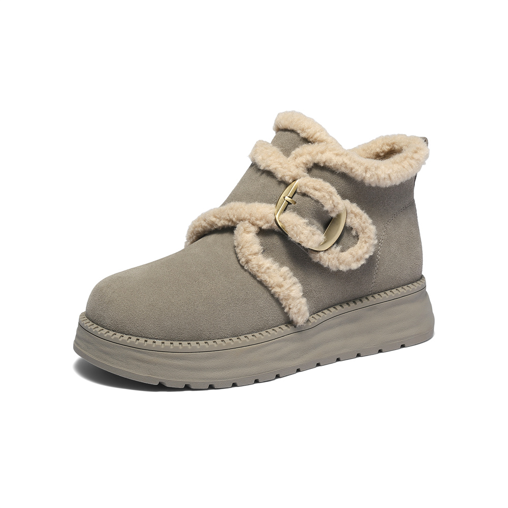 森达雪地靴女2025冬季新款商场同款保暖厚底勃肯短靴XUV01DD5