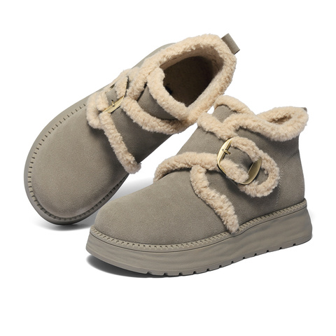 森达雪地靴女2025冬季新款商场同款保暖厚底勃肯短靴XUV01DD5