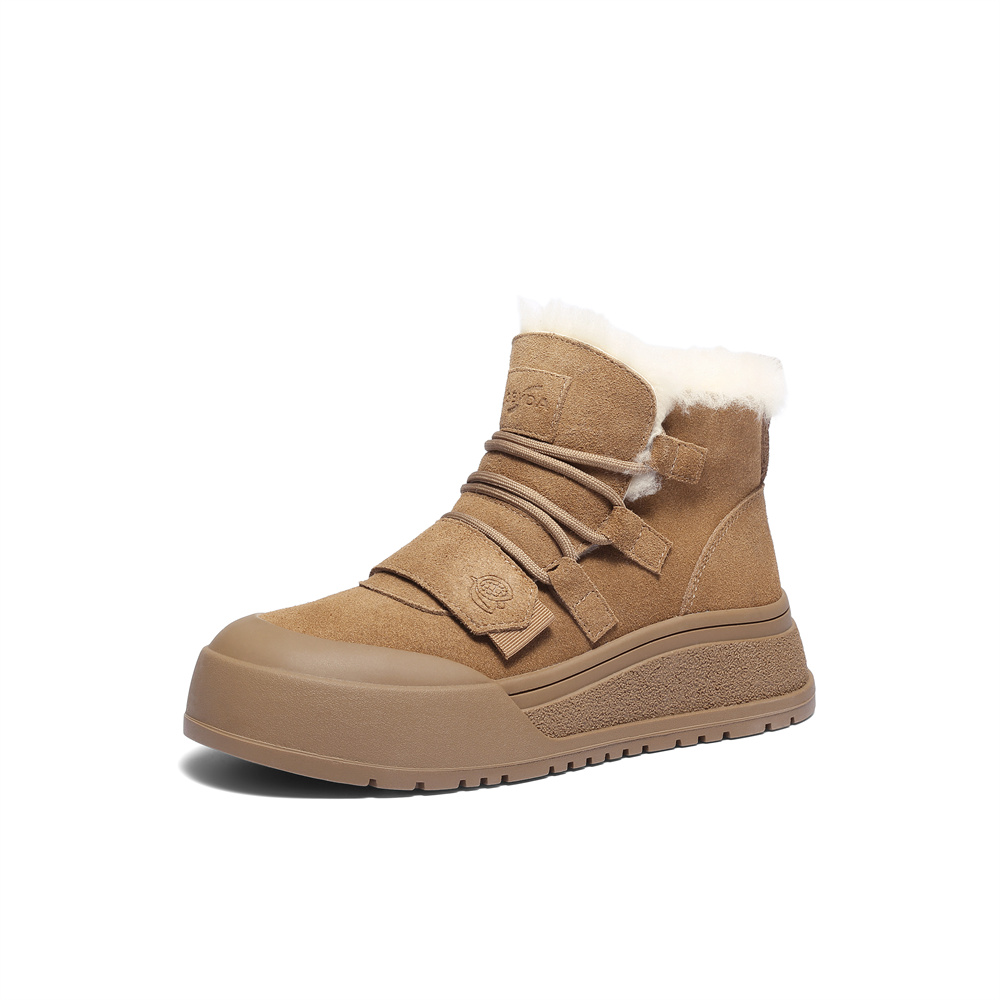 森达雪地靴女2025冬新商场同款户外保暖厚底休闲短靴XUS01DD5