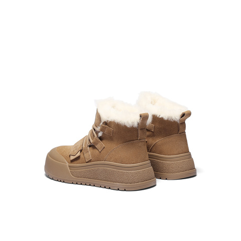 森达雪地靴女2025冬新商场同款户外保暖厚底休闲短靴XUS01DD5