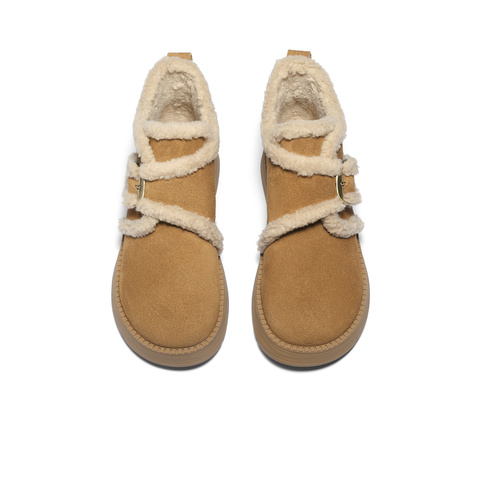 森达雪地靴女2025冬季新款商场同款保暖厚底勃肯短靴XUV01DD5