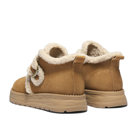 森达雪地靴女2025冬季新款商场同款保暖厚底勃肯短靴XUV01DD5