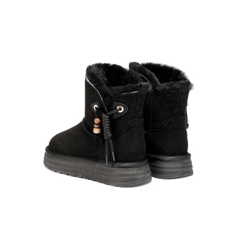 森达雪地靴女2025冬新商场同款户外保暖毛绒短靴XUY01DD5