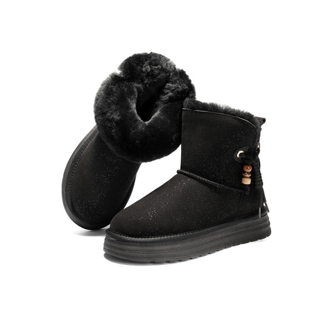 森达雪地靴女2025冬新商场同款户外保暖毛绒短靴XUY01DD5