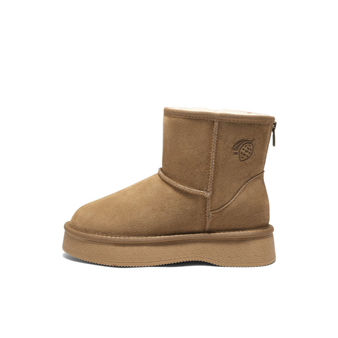 森达雪地靴女2025冬季新款商场同款经典休闲短靴XUX01DD5