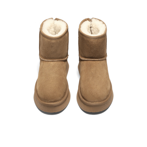 森达雪地靴女2025冬季新款商场同款经典休闲短靴XUX01DD5