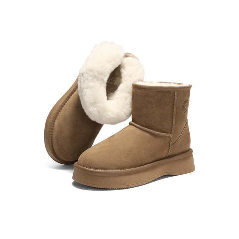 森达雪地靴女2025冬季新款商场同款经典休闲短靴XUX01DD5