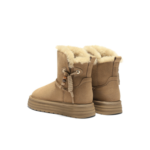 森达雪地靴女2025冬新商场同款户外保暖毛绒短靴XUY01DD5