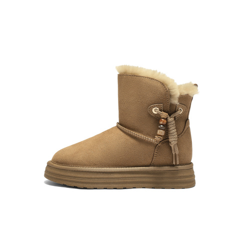 森达雪地靴女2025冬新商场同款户外保暖毛绒短靴XUY01DD5