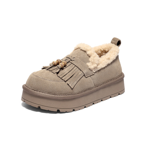 森达毛毛鞋女2025冬季新款商场同款一脚蹬厚底休闲鞋XSJ01DM5