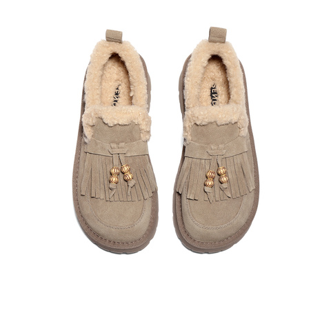 森达毛毛鞋女2025冬季新款商场同款一脚蹬厚底休闲鞋XSJ01DM5