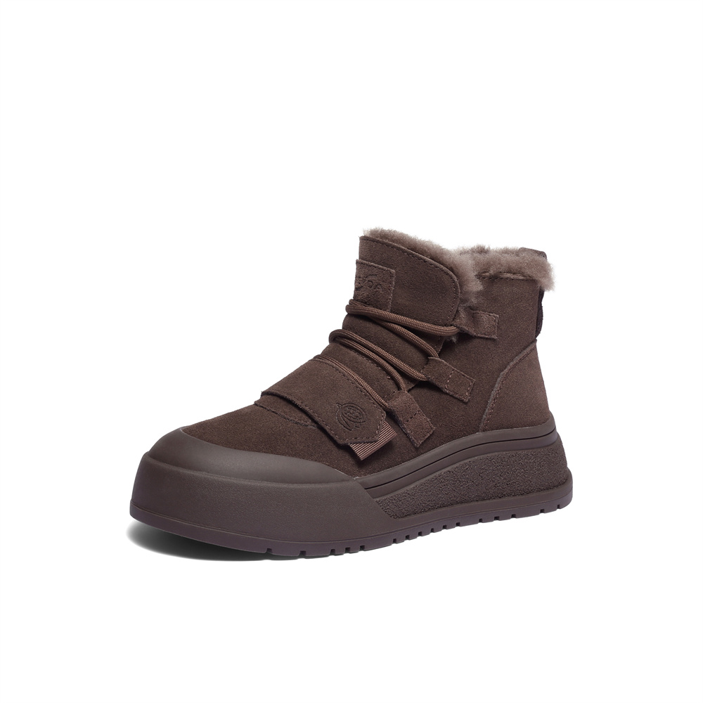 森达雪地靴女2025冬新商场同款户外保暖厚底休闲短靴XUS01DD5