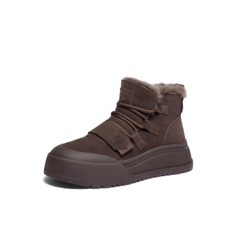 森达雪地靴女2025冬新商场同款户外保暖厚底休闲短靴XUS01DD5