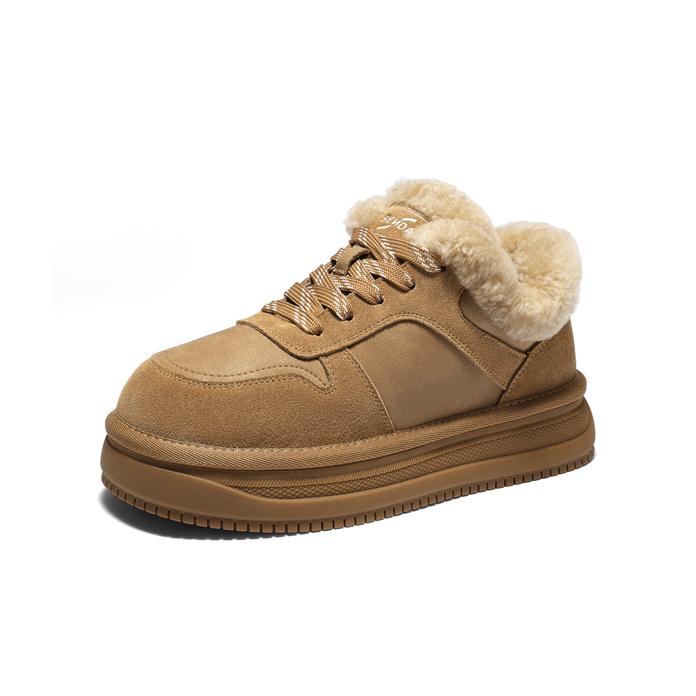 森达毛毛鞋女2025冬新商场同款保暖户外休闲板鞋XVC01DM5