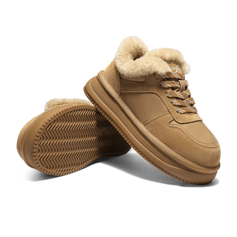 森达毛毛鞋女2025冬新商场同款保暖户外休闲板鞋XVC01DM5
