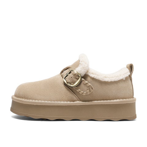 森达毛毛鞋女2025冬季新款舒适保暖厚底勃肯休闲鞋WP051DA5