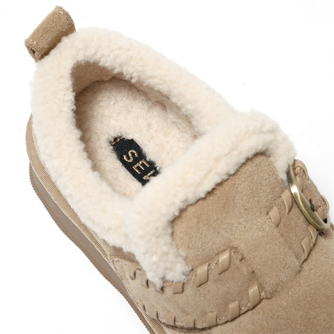 森达毛毛鞋女2025冬季新款舒适保暖厚底勃肯休闲鞋WP051DA5