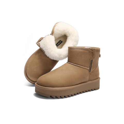 森达雪地靴女2025冬新商场同款经典休闲厚底短靴XUZ01DD5