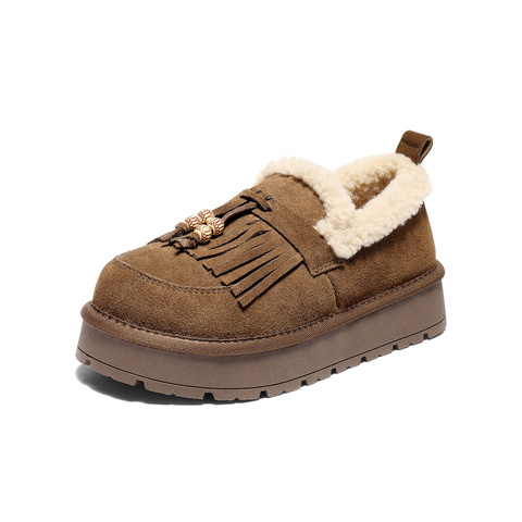 森达毛毛鞋女2025冬季新款商场同款一脚蹬厚底休闲鞋XSJ01DM5