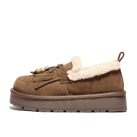 森达毛毛鞋女2025冬季新款商场同款一脚蹬厚底休闲鞋XSJ01DM5