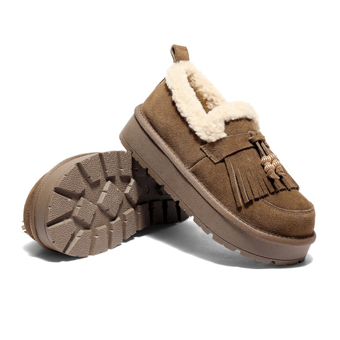 森达毛毛鞋女2025冬季新款商场同款一脚蹬厚底休闲鞋XSJ01DM5