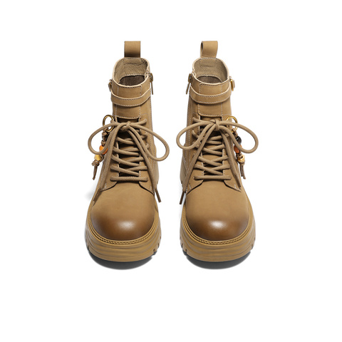 森达马丁靴女2025冬新商场同款户外徒步厚底休闲短皮靴XVJ01DD5