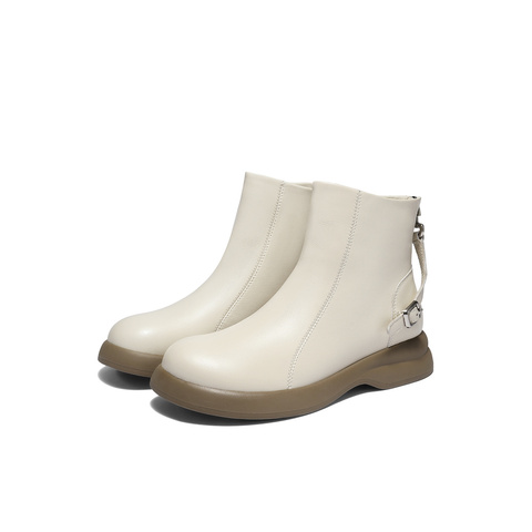 森达时装靴女2025冬新商场同款软面气质休闲短皮靴XVH01DD5