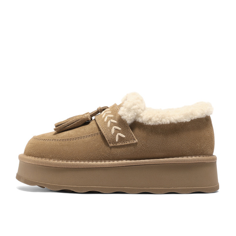 森达毛毛鞋女2025冬新保暖毛绒户外厚底流苏雪地鞋ZTI54DA5