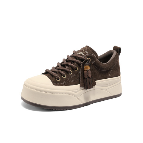 森达板鞋女2025秋季新款商场同款流苏时尚厚底休闲鞋XVD01CM5