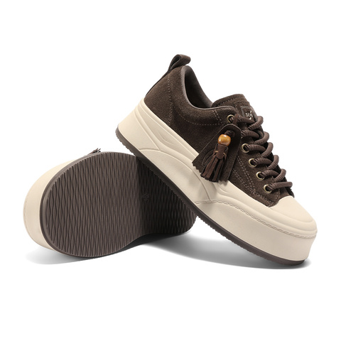 森达板鞋女2025秋季新款商场同款流苏时尚厚底休闲鞋XVD01CM5