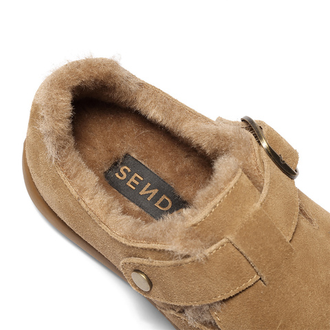 森达勃肯鞋男2025冬新舒适毛绒保暖平底户外休闲鞋VD015DM5