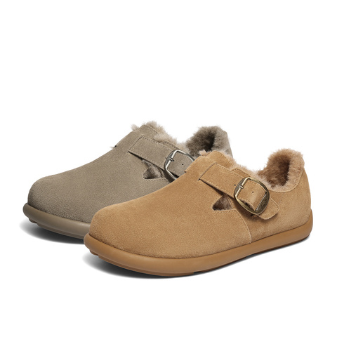 森达勃肯鞋男2025冬新舒适毛绒保暖平底户外休闲鞋VD015DM5