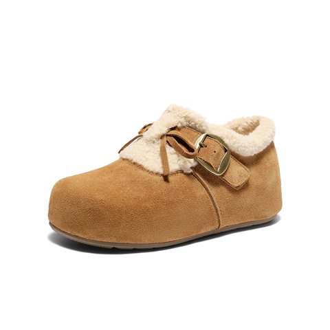 森达毛毛鞋女2025冬新毛绒户外保暖休闲勃肯鞋ZTI77DM5