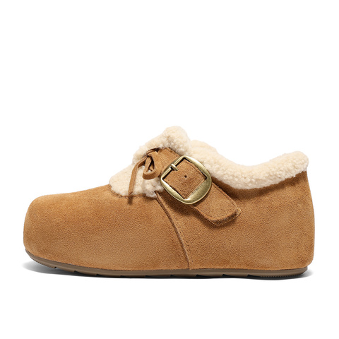 森达毛毛鞋女2025冬新毛绒户外保暖休闲勃肯鞋ZTI77DM5