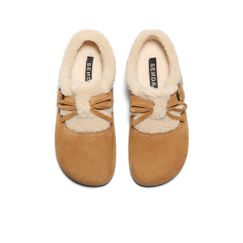 森达毛毛鞋女2025冬新毛绒户外保暖休闲勃肯鞋ZTI77DM5