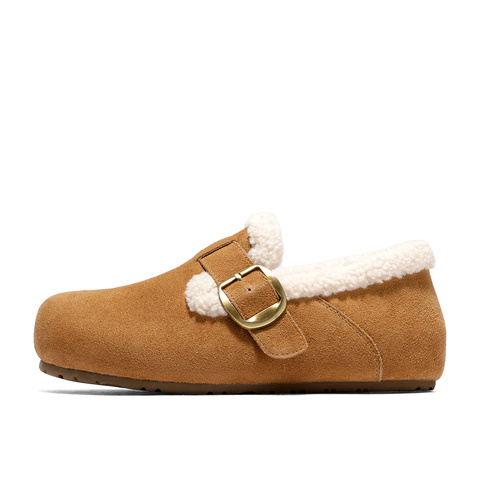 森达毛毛鞋女2025冬新毛绒保暖内增高休闲勃肯鞋WP050DA5