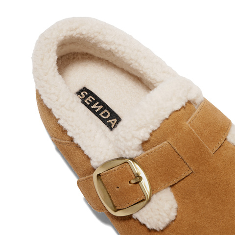 森达毛毛鞋女2025冬新毛绒保暖内增高休闲勃肯鞋WP050DA5