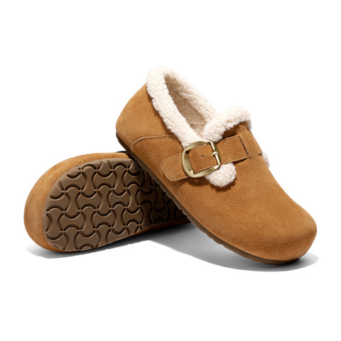 森达毛毛鞋女2025冬新毛绒保暖内增高休闲勃肯鞋WP050DA5