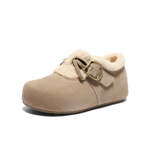 森达毛毛鞋女2025冬新毛绒户外保暖休闲勃肯鞋ZTI77DM5