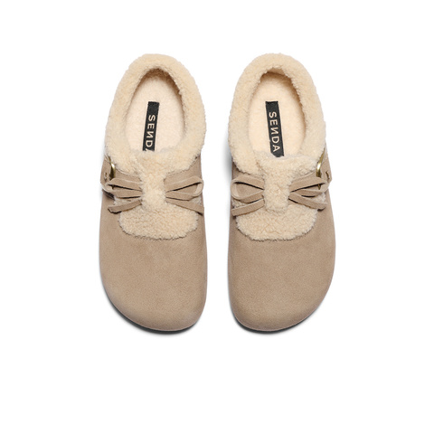 森达毛毛鞋女2025冬新毛绒户外保暖休闲勃肯鞋ZTI77DM5