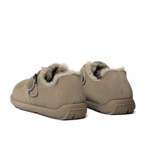 森达勃肯鞋男2025冬新舒适毛绒保暖平底户外休闲鞋VD015DM5