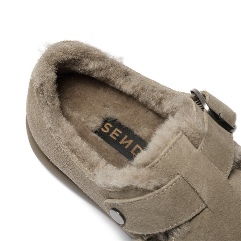 森达勃肯鞋男2025冬新舒适毛绒保暖平底户外休闲鞋VD015DM5