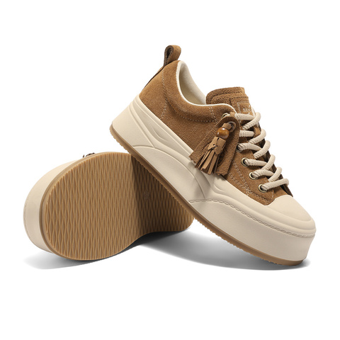 森达板鞋女2025秋季新款商场同款流苏时尚厚底休闲鞋XVD01CM5